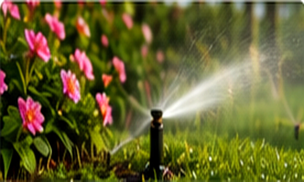 Sprinkler head watering a lawn