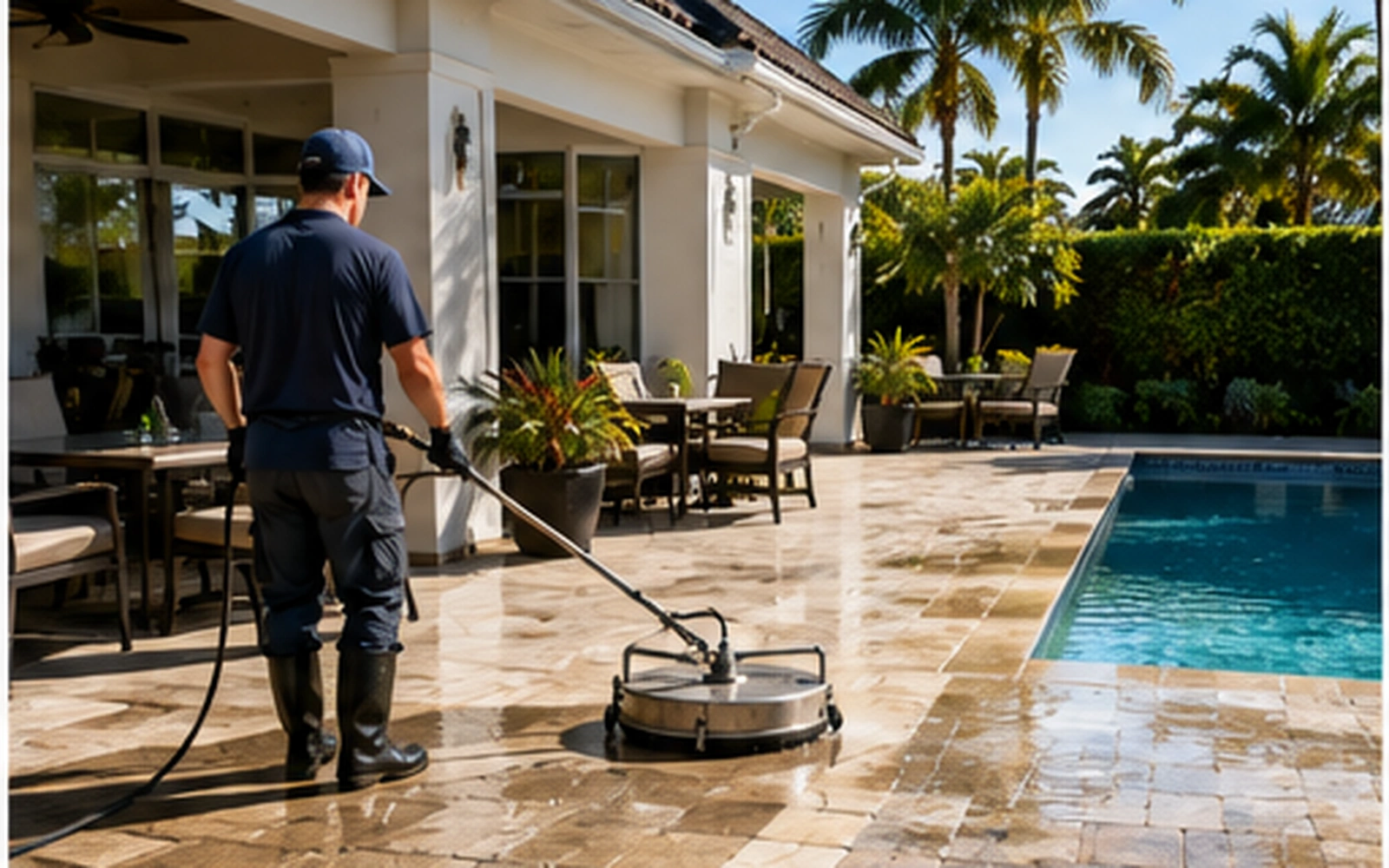 Clean patio and pool deck
